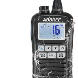 waterproof floating marine radio walkie talkie with noaa alerts and long-range vhf communication