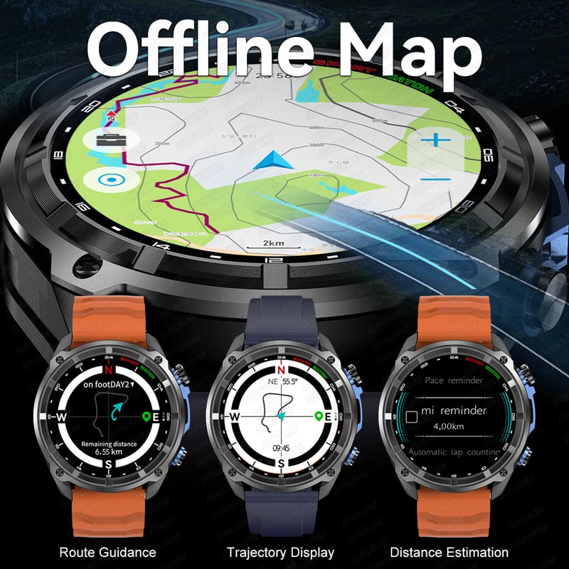 Tactical GPS Smartwatch With Offline Maps Waterproof Military Outdoor Watch 2