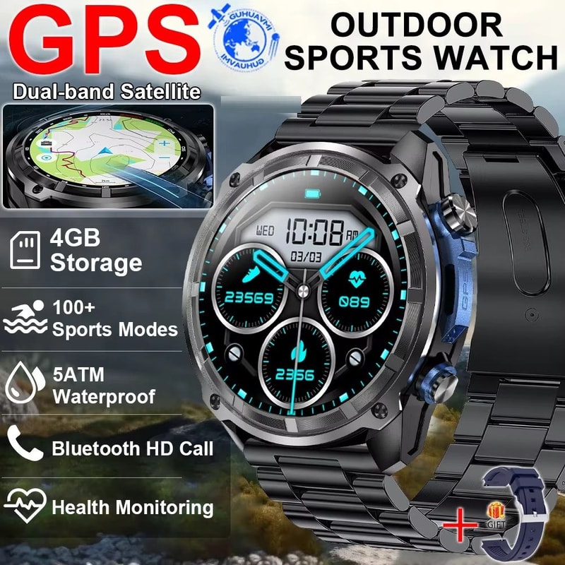 Tactical GPS Smartwatch With Offline Maps Waterproof Military Outdoor Watch 6