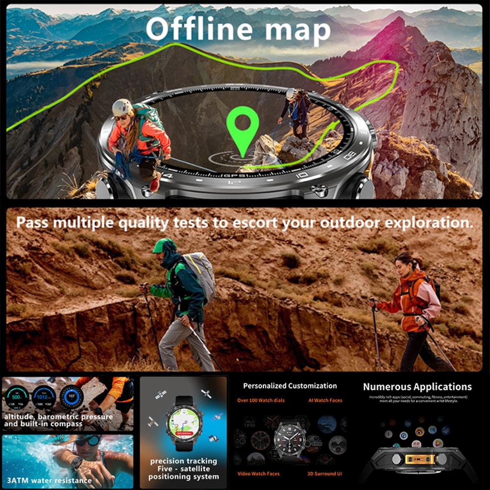 HD Pro GPS Smart Watch With Offline Maps Compass Altimeter For Outdoor Adventures 1
