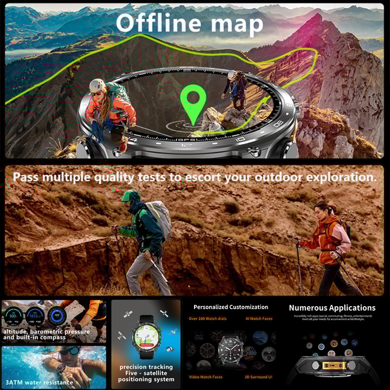 HD Pro GPS Smart Watch With Offline Maps Compass Altimeter For Outdoor Adventures 1