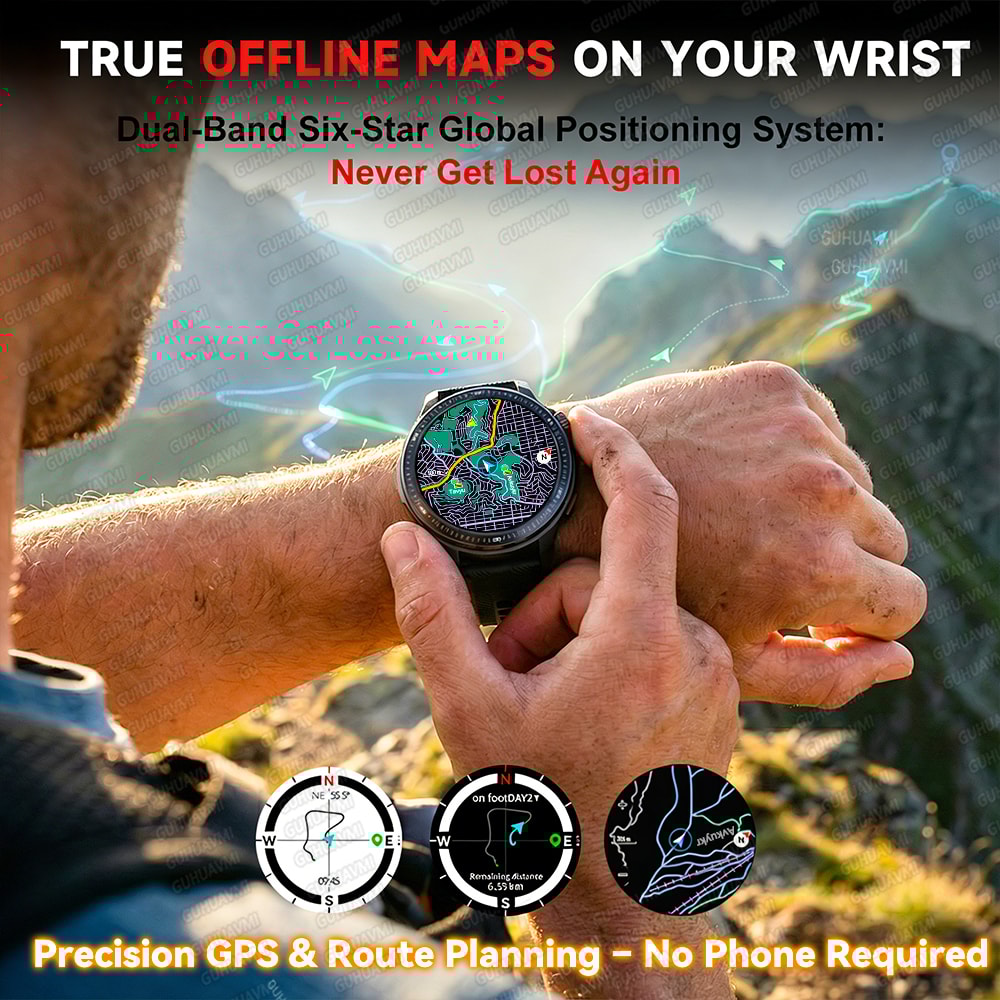 GPS Smartwatch With Offline Maps Waterproof Fitness Tracking Watch 2