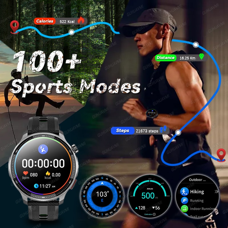 Military GPS Smartwatch With Offline Maps Music Player Fitness Tracker 5