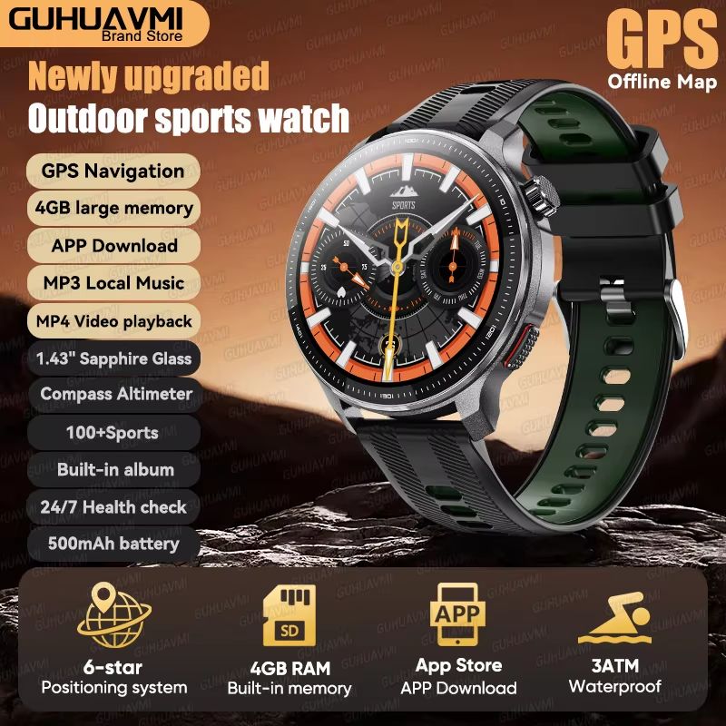 Military GPS Smartwatch With Offline Maps Music Player Fitness Tracker 7
