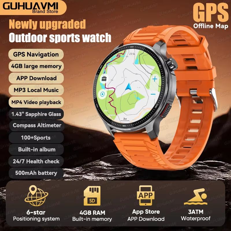 Military GPS Smartwatch With Offline Maps Music Player Fitness Tracker 8