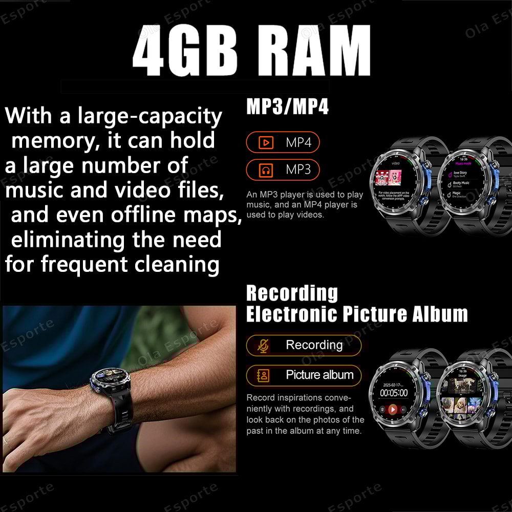 GPS Smartwatch With Offline Maps Military Waterproof Fitness Watch 4