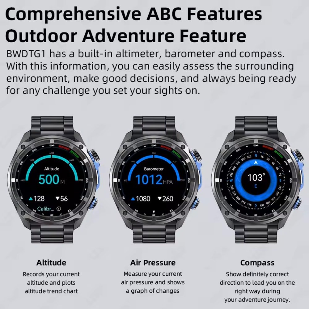 Outdoor GPS Smart Watch With Offline Maps Bluetooth Calling Compass 5