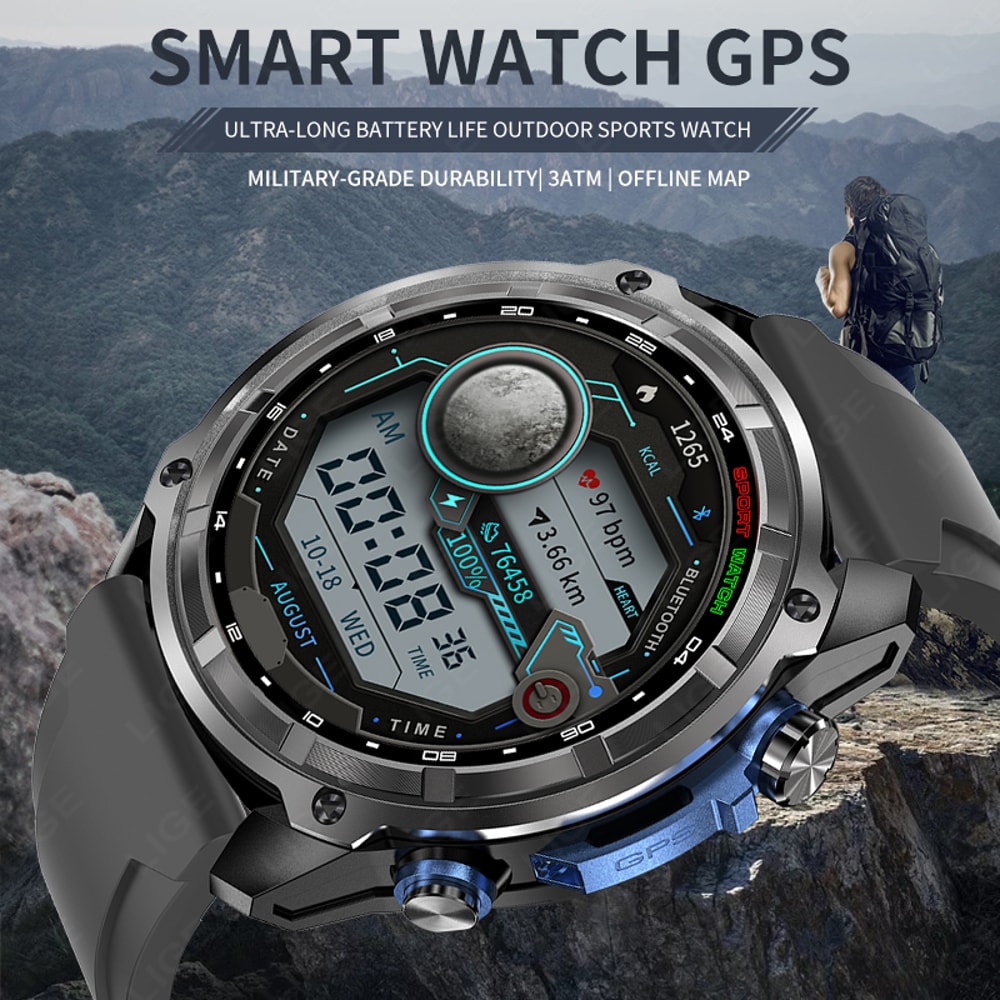 Men Outdoor GPS Smartwatch With Offline Maps Compass Altimeter Bluetooth Calling 1