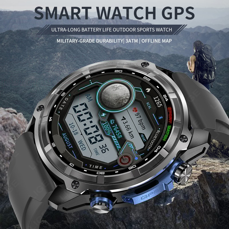 Men Outdoor GPS Smartwatch With Offline Maps Compass Altimeter Bluetooth Calling 1