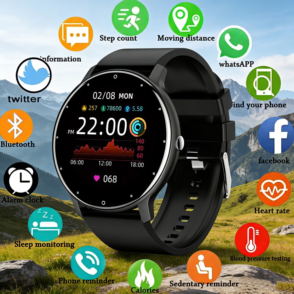 Ultra Slim Bluetooth Smart Watch For Men Fitness Tracker With Heart Rate Monitor And Voice Assistan 0