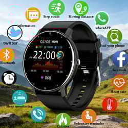 ultra slim bluetooth smart watch for men fitness tracker with heart rate monitor and voice assistant