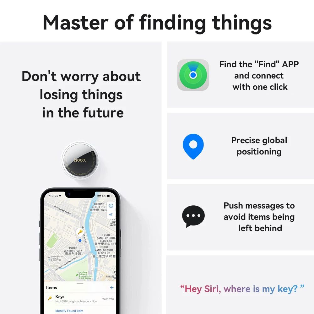 Smart Bluetooth Tracker For Keys Pets And Wallet Apple Find My GPS Locator 3