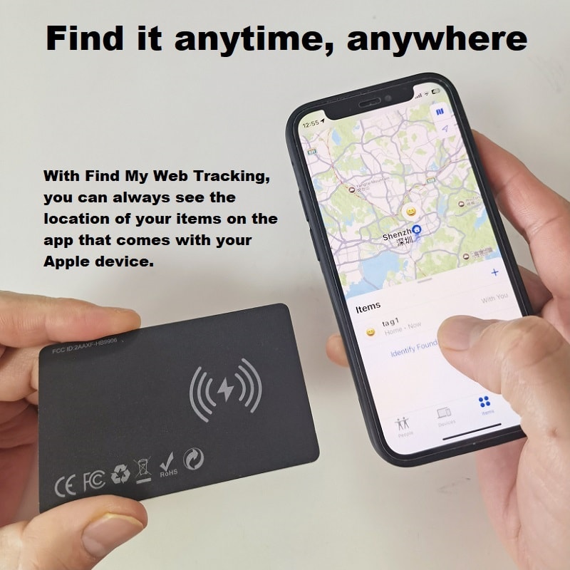 Ultra Slim Smart Wallet Tracker Card Wireless Charging GPS Finder for Apple Find My