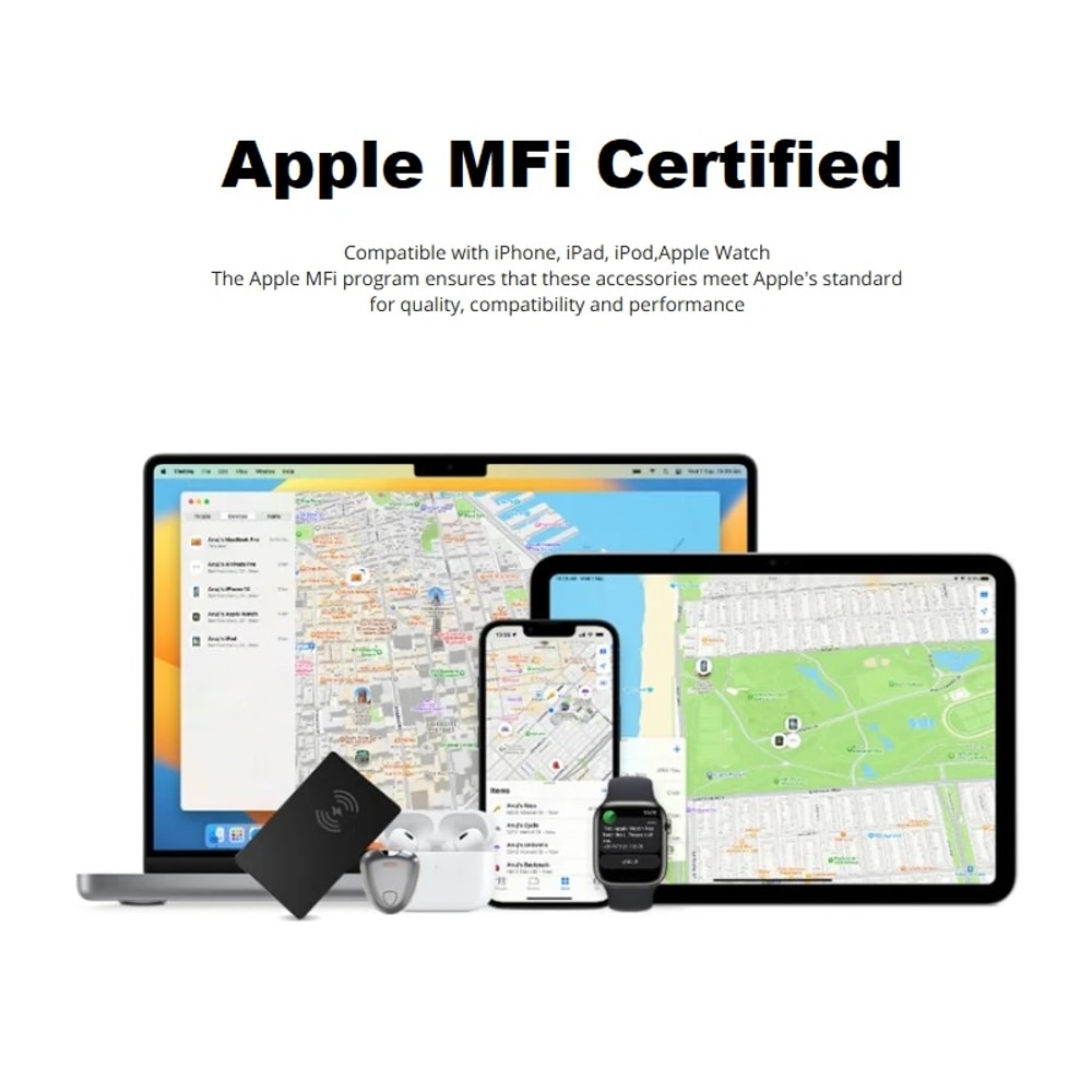 Ultra Slim Smart Wallet Tracker Card Wireless Charging GPS Finder for Apple Find My