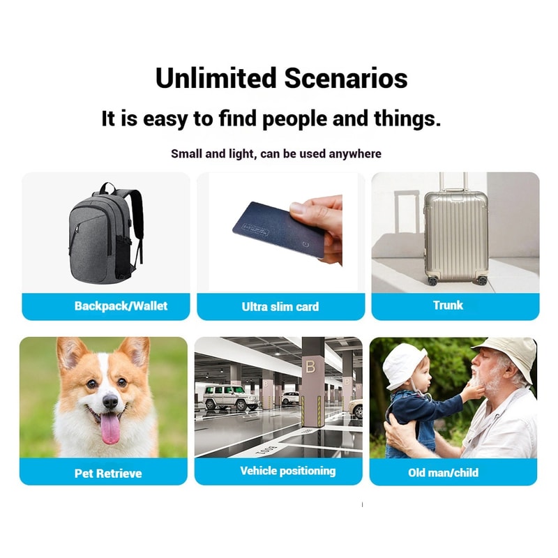 Ultra Slim Smart Wallet Tracker Card Wireless Charging GPS Finder for Apple Find My