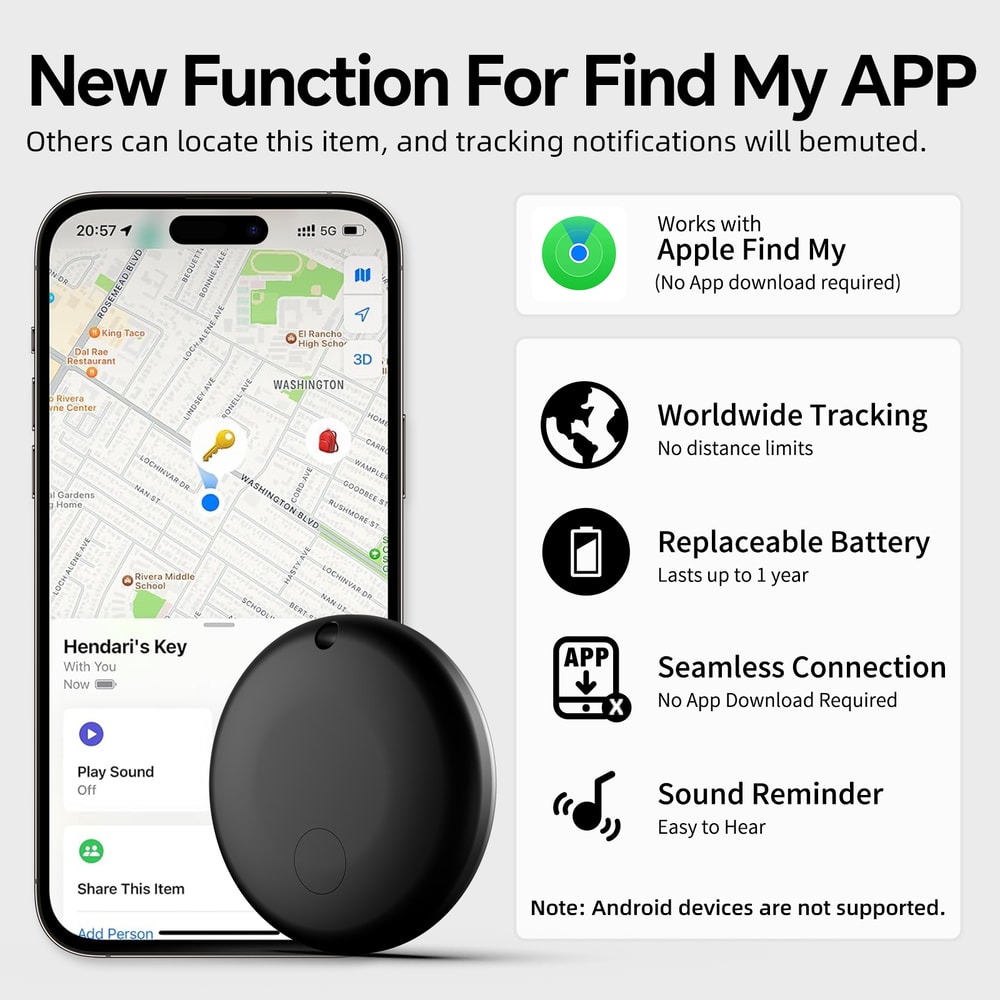 Smart Apple Find My Bluetooth GPS Tracker for Keys Wallet Bike Bag