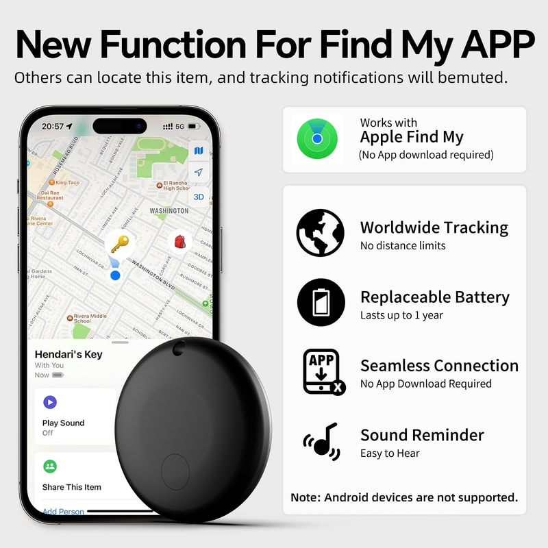 Smart Apple Find My Bluetooth GPS Tracker for Keys Wallet Bike Bag