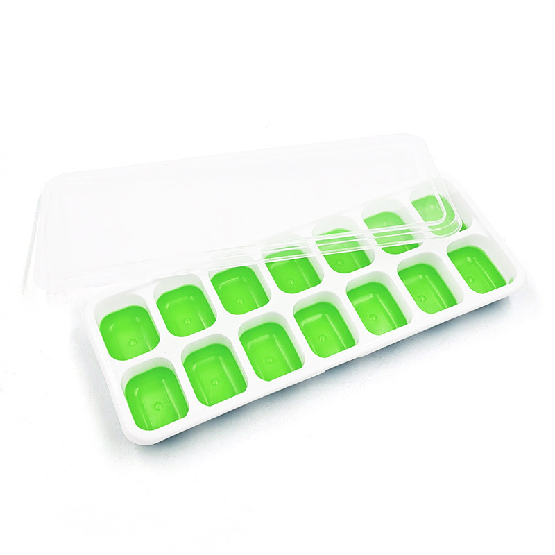 Silicone Ice Cube Tray With Lid Easy Release Cocktail Ice Mold Square Cubes 7