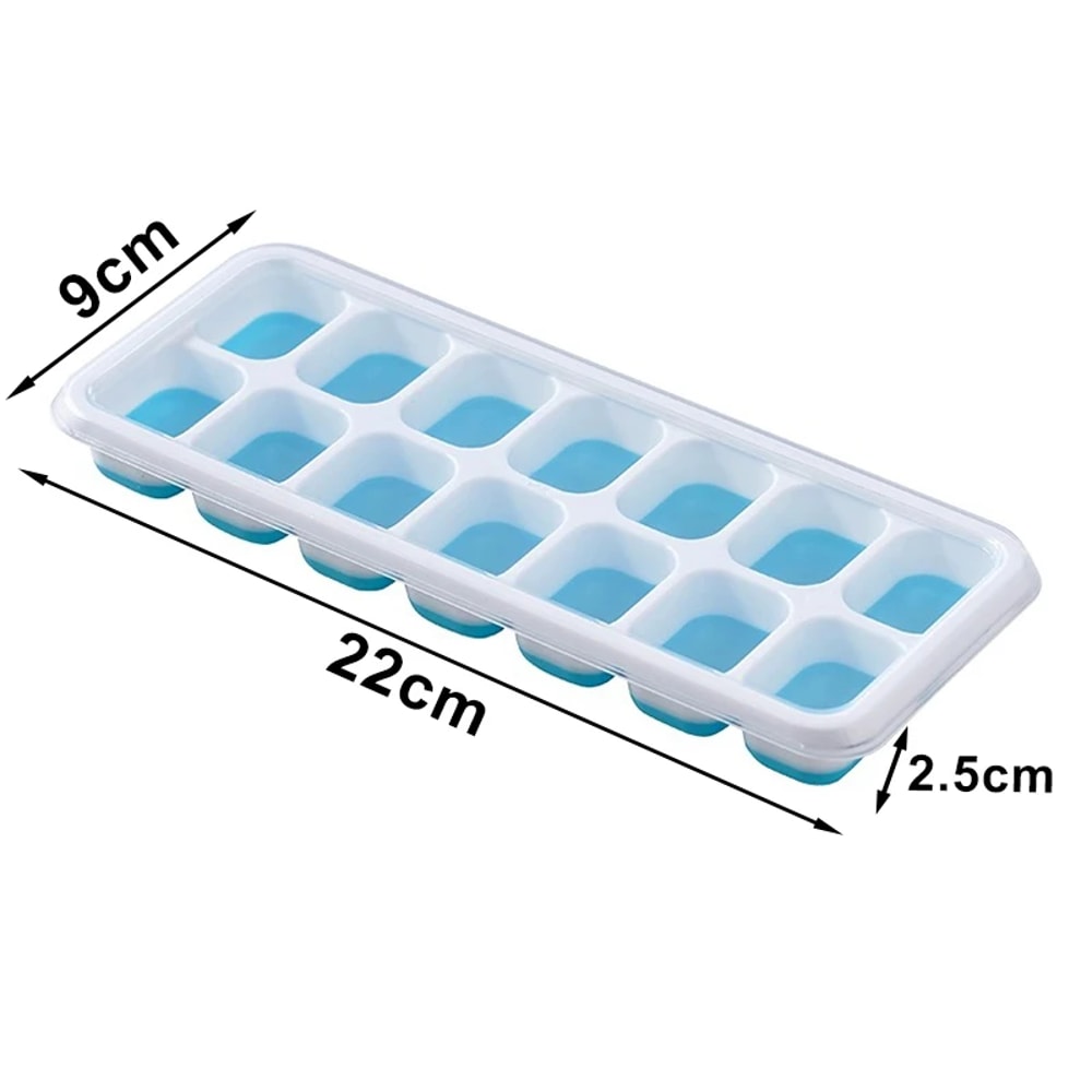 Silicone Ice Cube Tray With Lid Easy Release Cocktail Ice Mold Square Cubes 5
