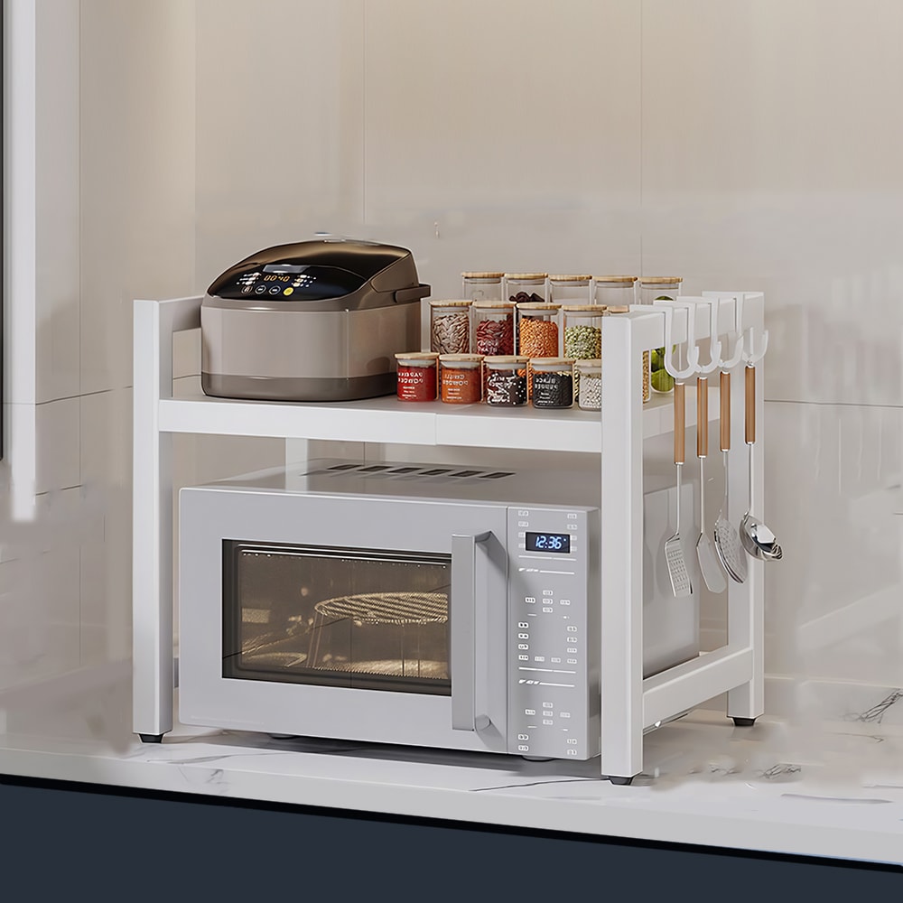 Adjustable Microwave Oven Rack Space Saving Kitchen Storage Rack Organizer With Cutting Board Holde 0