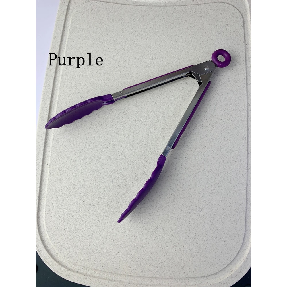 Stainless Steel Anti Slip Kitchen Tongs Heat Resistant BBQ Food Clip 8