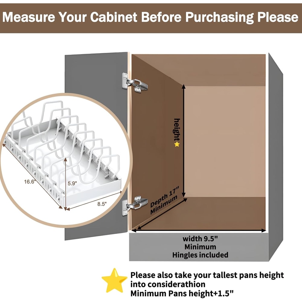 Pull Out Cabinet Organizer For Pots And Pans With Adjustable Dividers 3