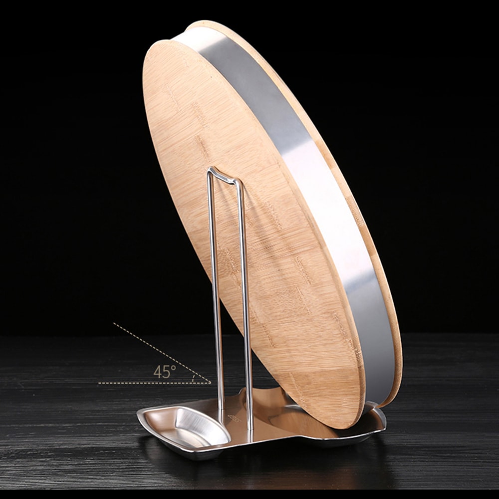 Stainless Steel Pot Lid Organizer Rack with Spatula Holder Kitchen Storage Stand