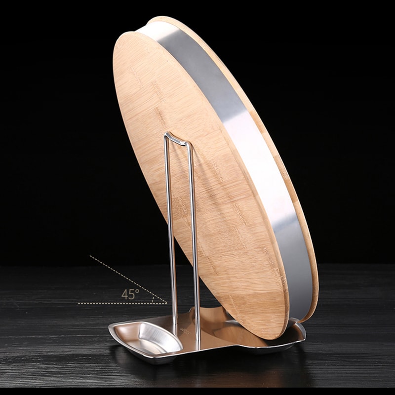 Stainless Steel Pot Lid Organizer Rack with Spatula Holder Kitchen Storage Stand