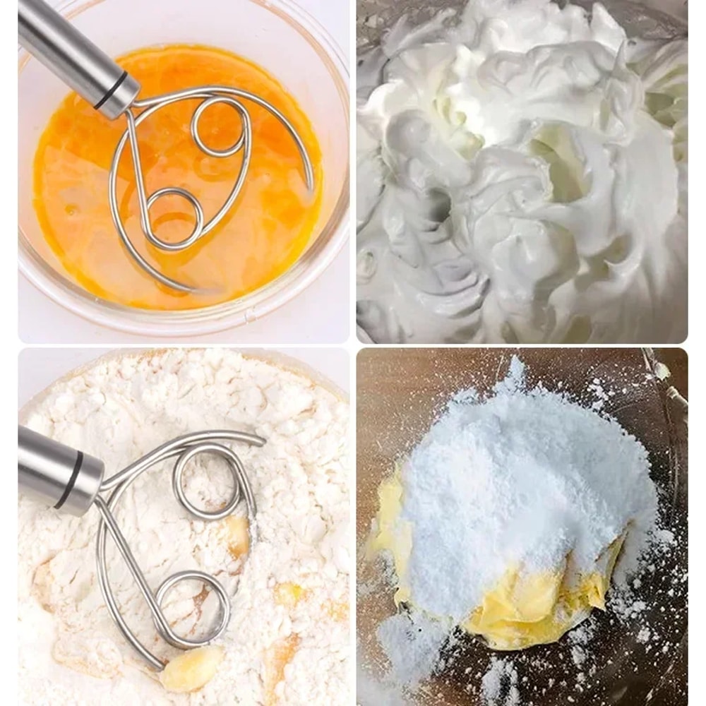 Premium Danish Dough Whisk Stainless Steel Bread Mixer With Wooden Handle For Easy Baking 5