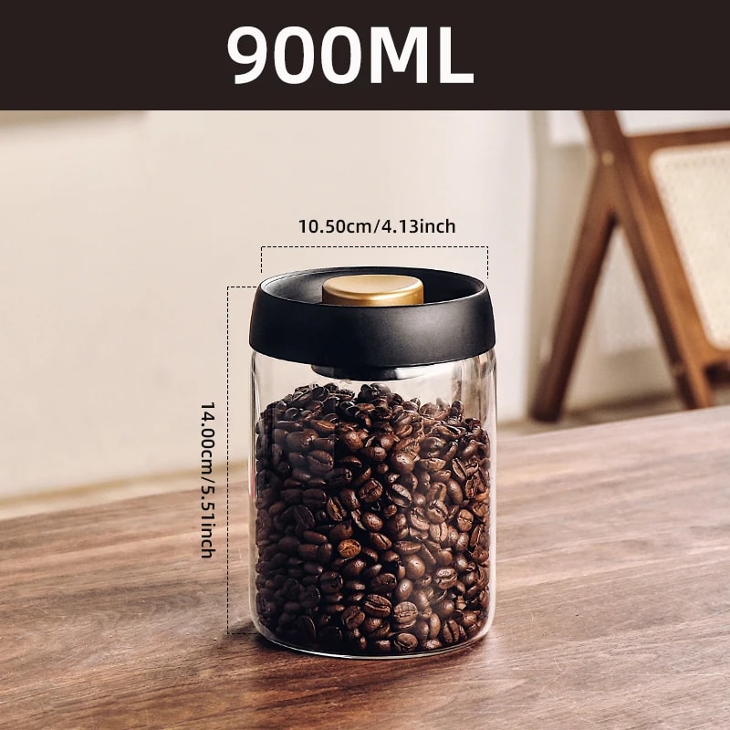 Vacuum Sealed Coffee Bean Storage Jar Airtight Glass Container For Tea Grains Fresh Food 4