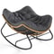 Oversized Papasan Rocking Chair Cozy Wicker Egg Chair For Indoor Outdoor Lounge Comfort 0