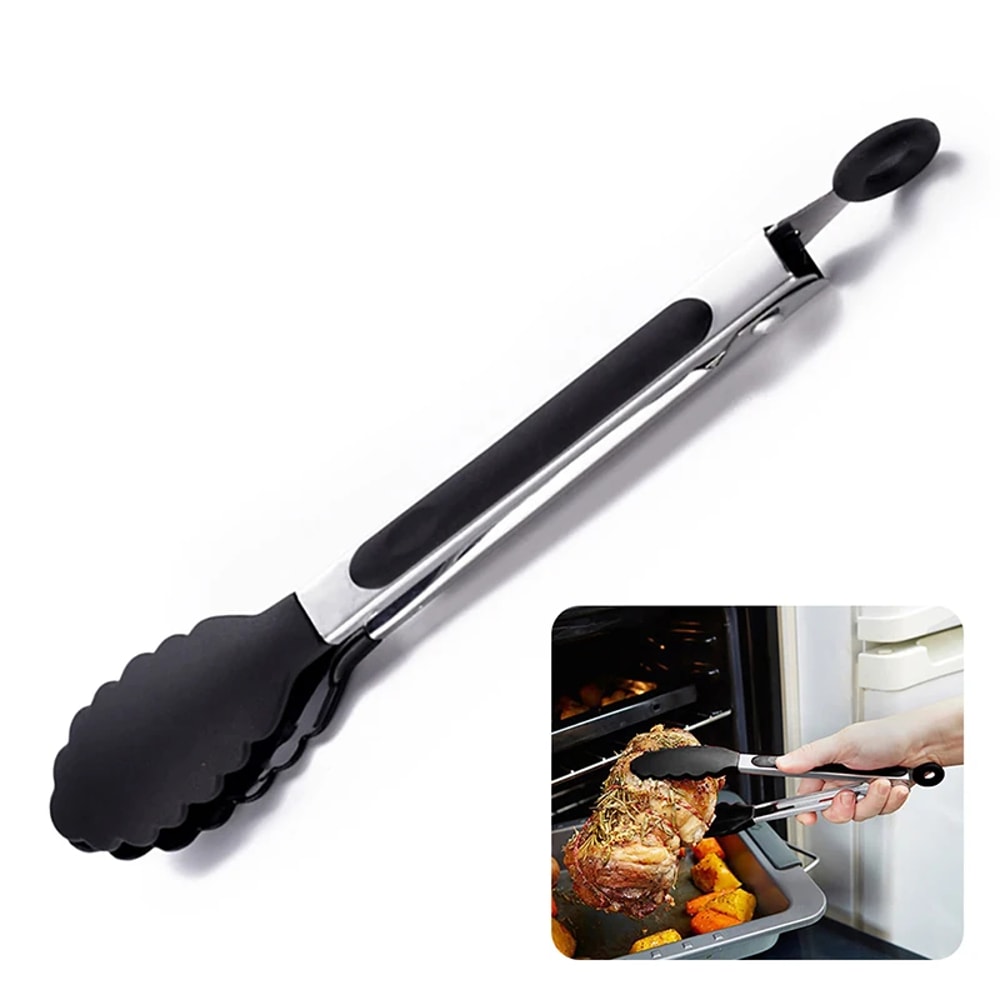 Premium Stainless Steel Kitchen Tongs With Silicone Grip NonSlip BBQ Tongs For Cooking Grilling 0