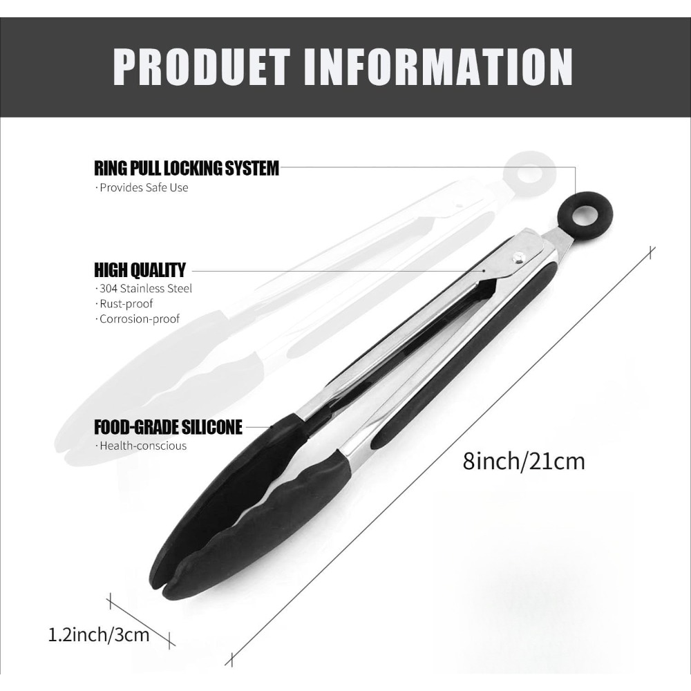 Heat Resistant Kitchen Tongs Stainless Steel Handle With Non Slip Silicone Tips For Grilling And Co 5