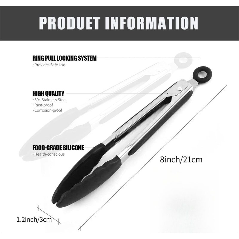 Heat Resistant Kitchen Tongs Stainless Steel Handle With Non Slip Silicone Tips For Grilling And Co 5