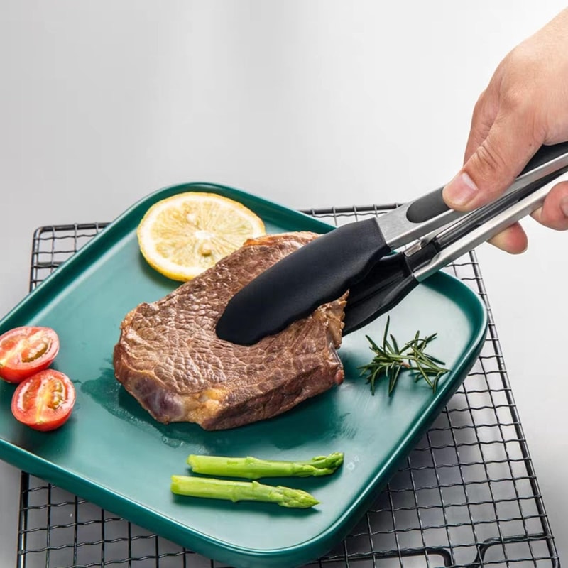 Heat Resistant Kitchen Tongs Stainless Steel Handle With Non Slip Silicone Tips For Grilling And Co 2