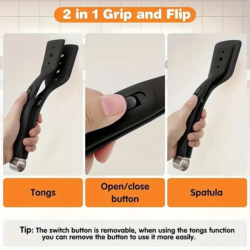 Silicone Kitchen Tongs Nonstick Spatula Set For BBQ Pancakes Eggs 4