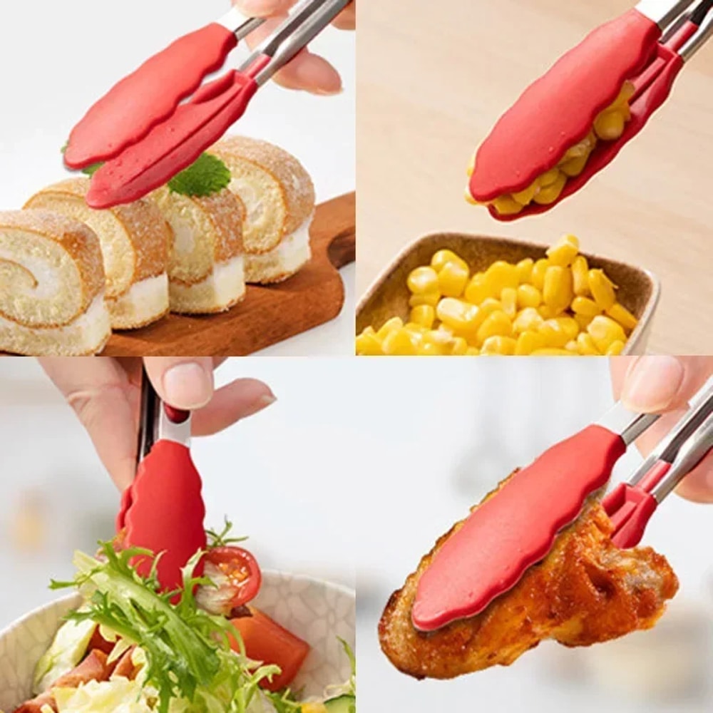 Non Slip Kitchen Tongs Heat Resistant BBQ Grill And Salad Serving Tongs 3