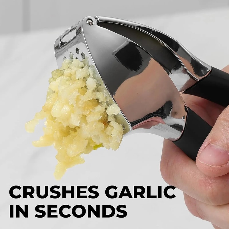 Premium Stainless Steel Garlic Press Set With Silicone Peeler Brush 3