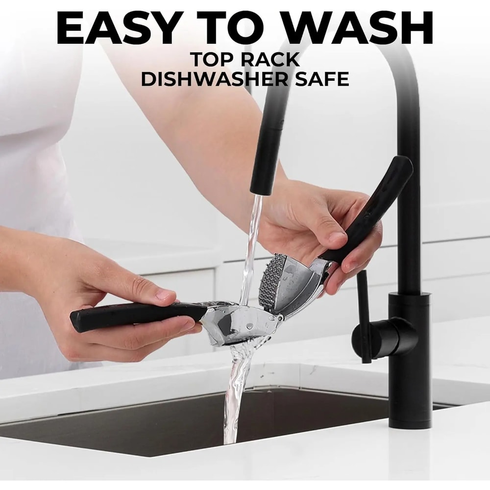 Premium Stainless Steel Garlic Press Set With Silicone Peeler Brush 5