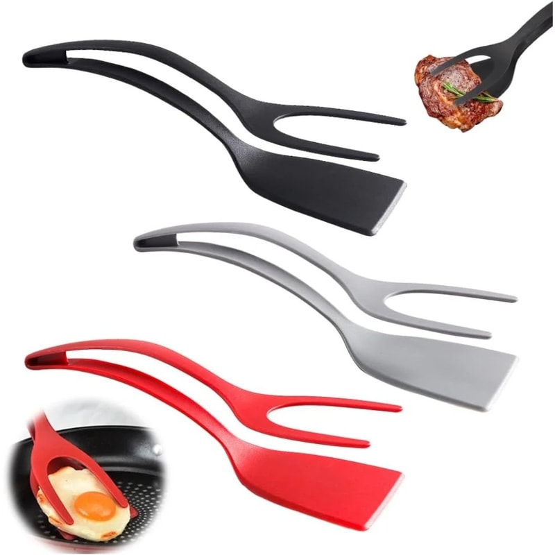 Premium Nylon Flip Tongs With Heat Resistant Spatula Kitchen Tool 0