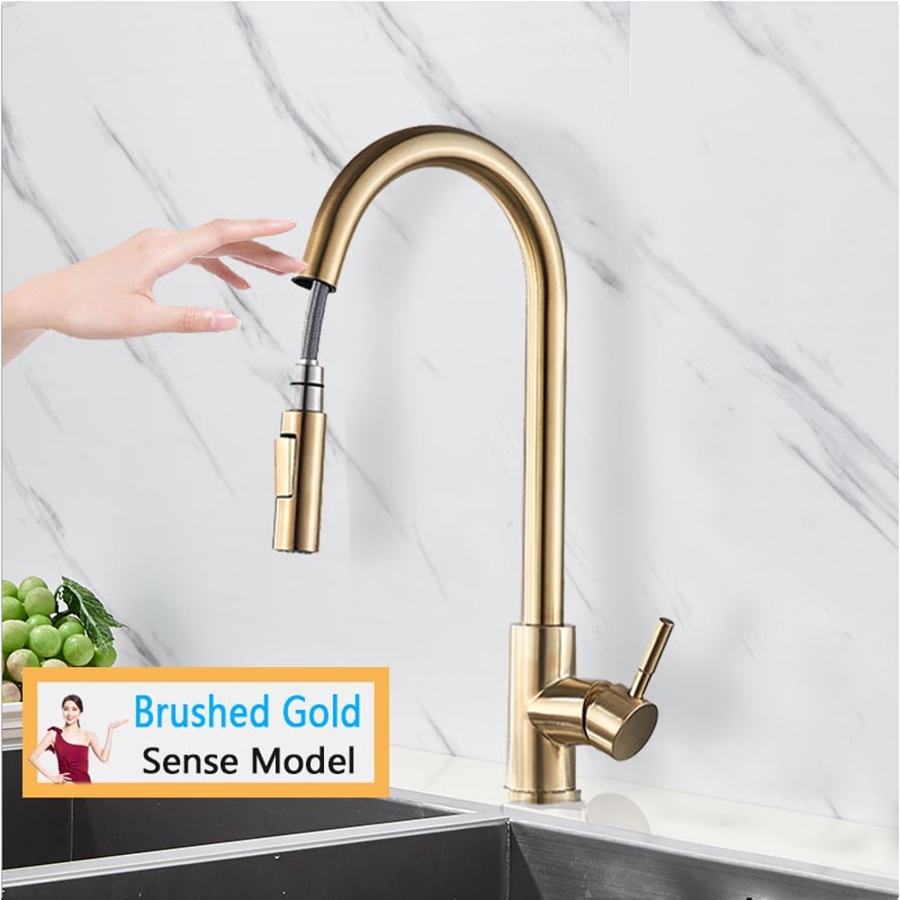 Smart Kitchen Faucet Touch Sensor Pull Out Rotation Mixer Tap 6