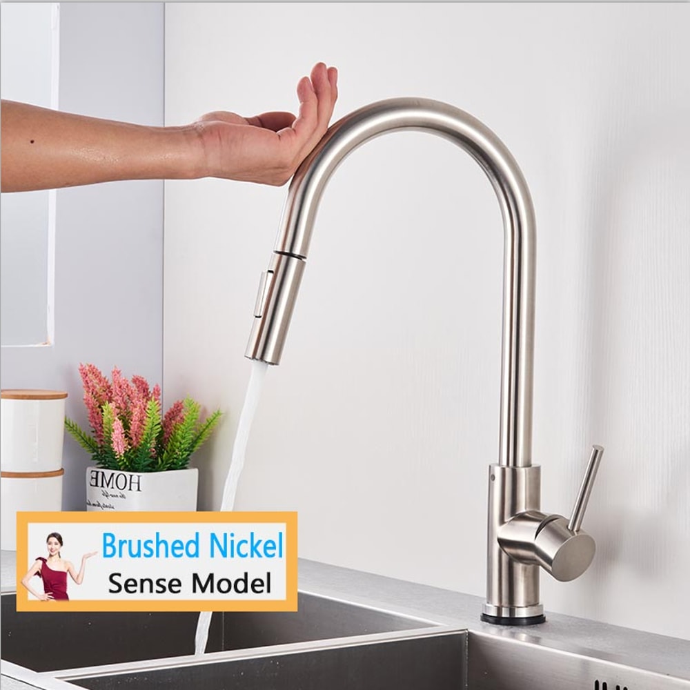 Smart Kitchen Faucet Touch Sensor Pull Out Rotation Mixer Tap 5