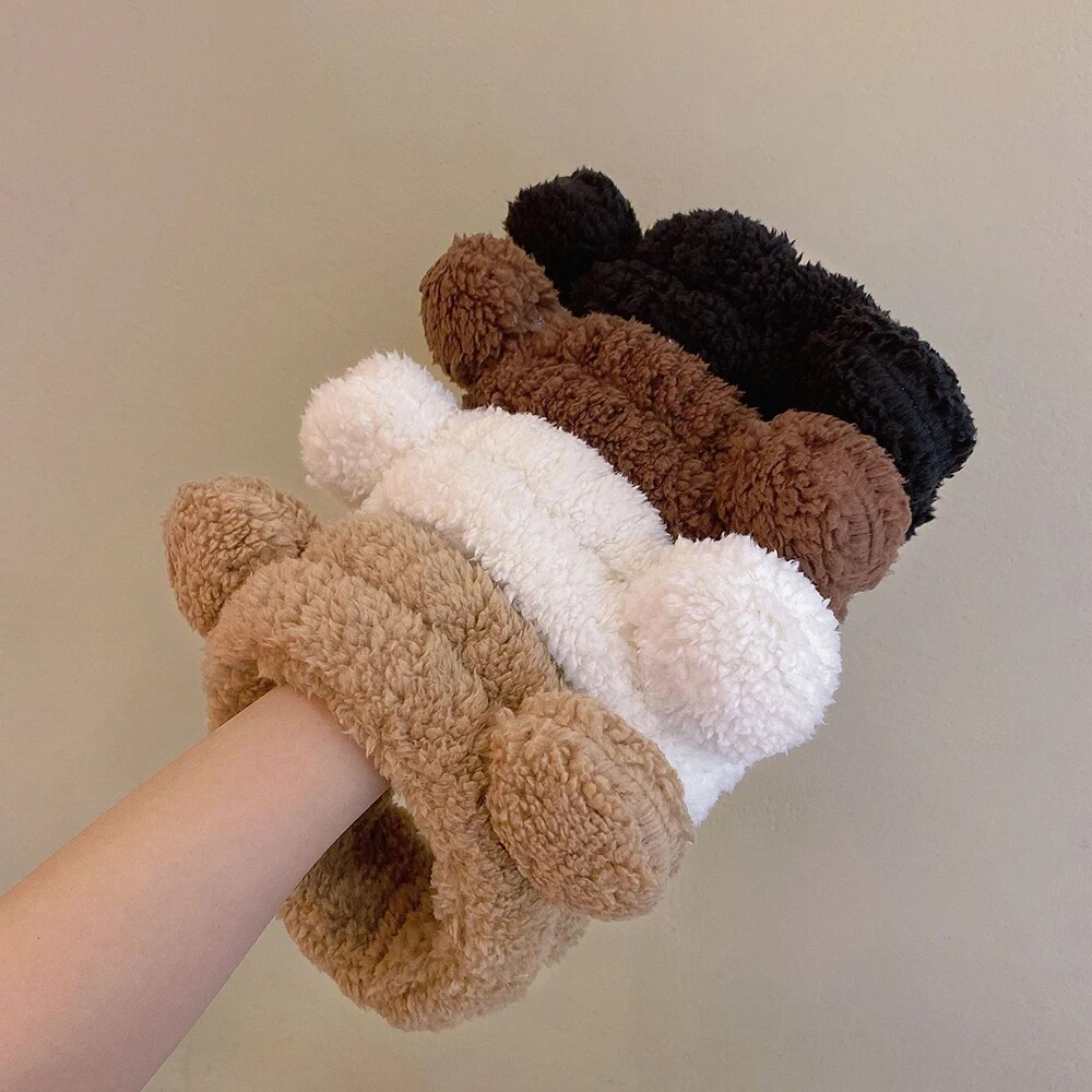 Cute Bear Spa Headband Plush Anti Slip Makeup Hair Band For Skincare Routine 1