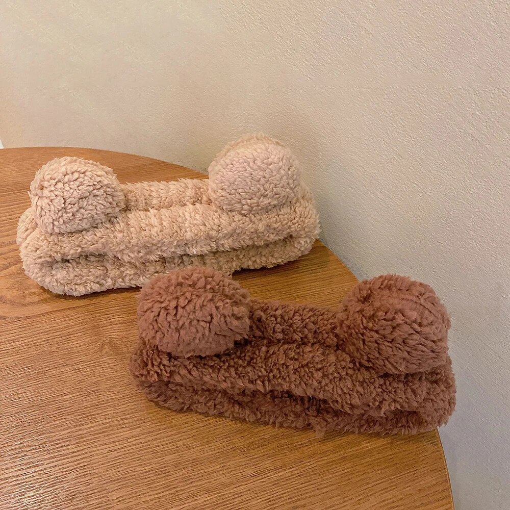 Cute Bear Spa Headband Plush Anti Slip Makeup Hair Band For Skincare Routine 4