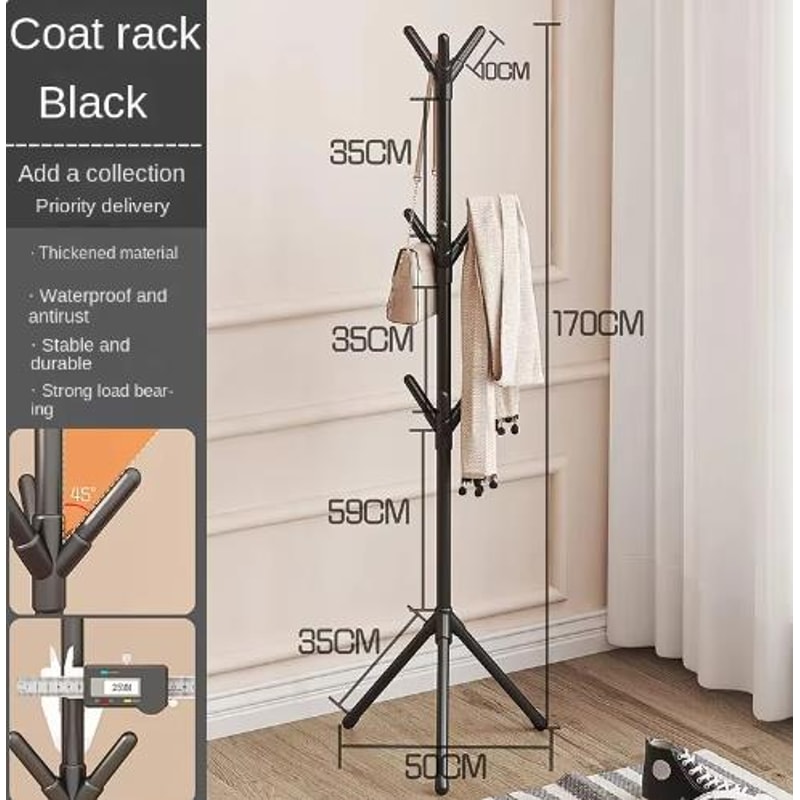 Modern Wrought Iron Coat Rack Stand Floor Standing Irregular Clothes Hanger 6