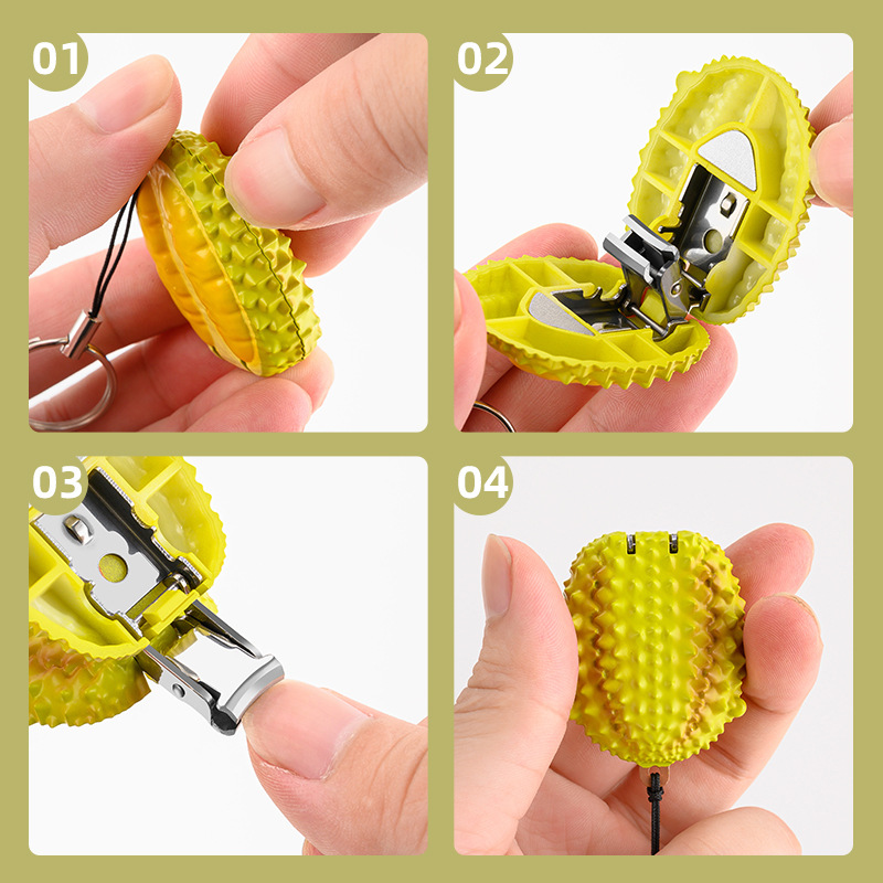 Strawberry Folding Nail Clippers Portable Keychain Nail Cutter For Travel Grooming 4