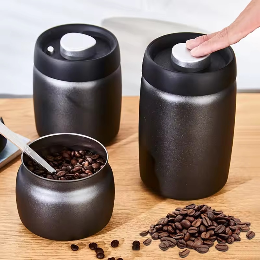 Premium Coffee Vacuum Canister Airtight Stainless Steel Coffee Storage Jar 3