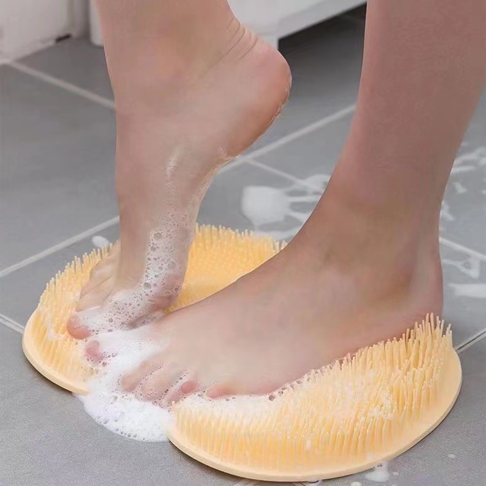 Anti Slip Shower Foot Scrubber Mat With Suction Cups Massage Cleaning Pad 2