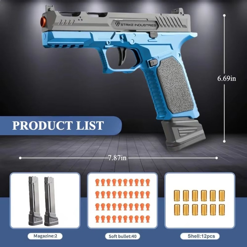 Shell Ejecting Soft Bullet Toy Gun With Blowback Action Continuous Firing 6