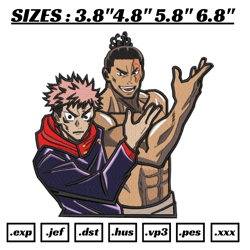 itadori and todo embroidery design file, jujutsu kaisen anime embroidery design, besto friend embroidery design